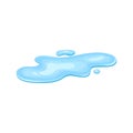 Water puddle, liquid cartoon style. Drop isolated on white background. Blue split, splash on floor. Vector illustration Royalty Free Stock Photo