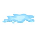 Water puddle, liquid cartoon style. Drop isolated on white background. Blue split, splash on floor. Vector illustration Royalty Free Stock Photo