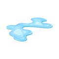 Water puddle, liquid cartoon style. Drop isolated on white background. Blue split, splash on floor. Vector illustration Royalty Free Stock Photo