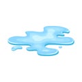 Water puddle, liquid cartoon style. Drop isolated on white background. Blue split, splash on floor. Vector illustration Royalty Free Stock Photo