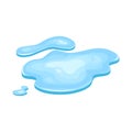 Water puddle, liquid cartoon style. Drop isolated on white background. Blue split, splash on floor. Vector illustration Royalty Free Stock Photo