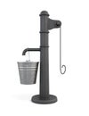 Water pump with bucket on a white background. 3d rendering