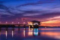 Water pump building in the evening