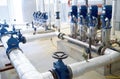 Water pumping station. Valve faucet and pumps