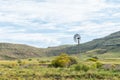 Water-pumping windmill and historic railway track near Lady Grey