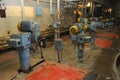 Water pumps cool reactors, hall of pumping station of Chernobyl Nuclear Power Plant Royalty Free Stock Photo