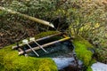 Water purification at entrance of the Japanese temple. Japan ladle in shrine Royalty Free Stock Photo