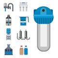 Water purification icon faucet fresh recycle pump astewater treatment collection vector illustration. Royalty Free Stock Photo