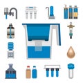 Water purification icon faucet fresh recycle pump astewater treatment collection vector illustration. Royalty Free Stock Photo