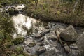 Water racing through rocks