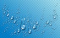 Water rain drops or condensation in shower realistic transparent 3d vector composition over transparency checker grid, easy to put Royalty Free Stock Photo