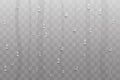 Water rain drops or steam shower isolated on transparent background. Drops of water, falls dew. Realistic pure water Royalty Free Stock Photo