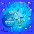 Water rain drops or steam shower isolated on transparent background. Realistic pure droplets condensed. Royalty Free Stock Photo