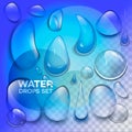 Water rain drops or steam shower isolated on transparent background. Realistic pure droplets condensed. Royalty Free Stock Photo