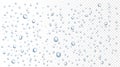 Water rain drops on window, shower steam condensation on glass. Realistic raining droplets, raindrops on transparent Royalty Free Stock Photo