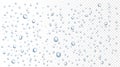Water rain drops on window, shower steam condensation on glass. Realistic raining droplets, raindrops on transparent surface