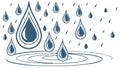 Water Raindrops Falling Pattern Outline, vector design Generative AI Royalty Free Stock Photo