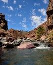 Water, ravine and blue sky, Canary islands Royalty Free Stock Photo