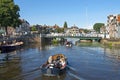 Water recreation in canal area in Dutch city Leiden Royalty Free Stock Photo