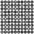 100 water recreation icons set black circle Royalty Free Stock Photo