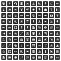 100 water recreation icons set black