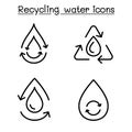 Water Recycle icon set in thin line style Royalty Free Stock Photo