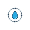 Water Recycling colored icon - Water Drop modern sign