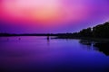 Water Reflecting the Dreamy Sunset sky in the Bank of River. Royalty Free Stock Photo