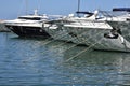 Water reflection on anchored yachts Royalty Free Stock Photo