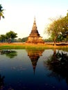 Water reflection World heritage Sukhothai historical park, Thailand Royalty Free Stock Photo