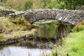 Water reflections and the ancient pack-horse bridge at Watendlath