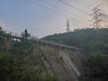 Water reservoir bridge in the mountains Royalty Free Stock Photo