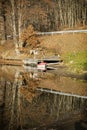 Water reservoir Pocuvadlo in Stiavnica Mountains, Slovakia, seasonal natural scene