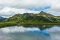 Water reservoir for providing snowmaking to ski slopes in winter in alpen ski resort Obertauern in summer