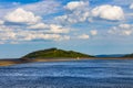 Water reservoir of pumped-storage hydroelectricity power plant atop Gora Zar mountain at Miedzybrodzkie Lake in Poland Royalty Free Stock Photo