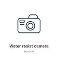 Water resist camera outline vector icon. Thin line black water resist camera icon, flat vector simple element illustration from Royalty Free Stock Photo