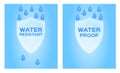 Water resistant and proof logo , icon and vector