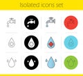 Water resources icons set