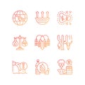 Water resources lacking gradient linear vector icons set