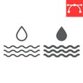 Water resources line and glyph icon, environment and ecology, water drop sign vector graphics, editable stroke linear