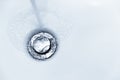 Water rinse to sink holes in bathroom sink Royalty Free Stock Photo