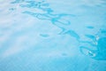 Water ripples on blue tiled swimming pool background. View from above Royalty Free Stock Photo