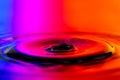Water ripples on nice rainbow colored gradient background after a water drop. Abstract water texture pattern. Royalty Free Stock Photo