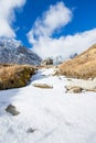 Water in the river become to be ice on top of Annapurna base cam