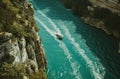 the water of a river with birds swimming in it