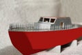 Water and river transport. A model yacht made by a child. Sea transport ship Royalty Free Stock Photo
