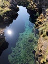 Water and rock formations at Thingvellir, Iceland