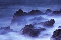 Water with rock nature photo with long exposure fog effect abstract color ocean background