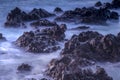 Water with rock nature photo with long exposure fog effect abstract color ocean background