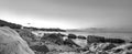 Water and rocks. Sea landscape in black and white Royalty Free Stock Photo